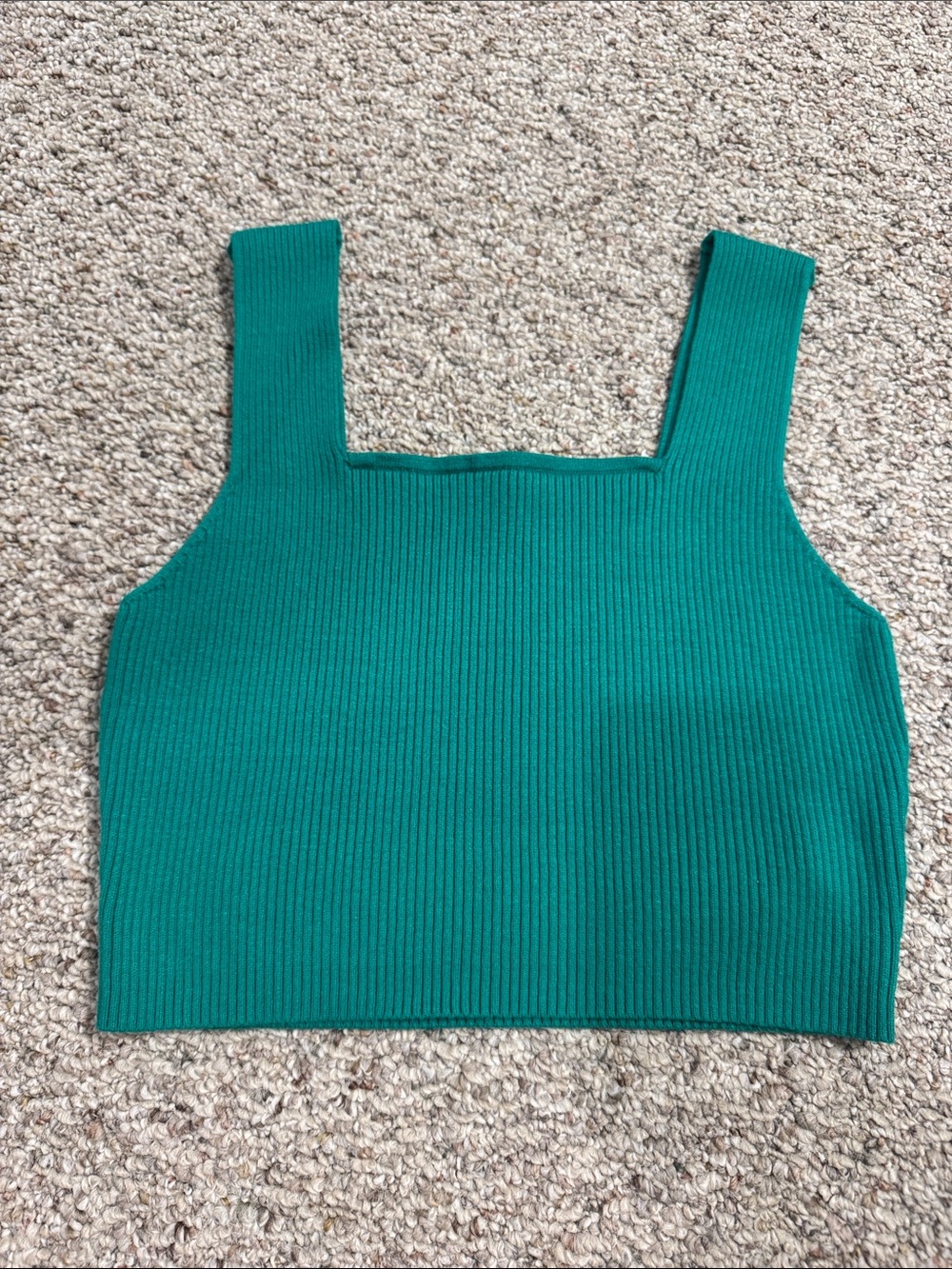 Green Ribbed Crop Top - Picture 2 of 2